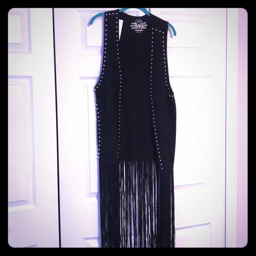 Suede southern style vest with fringe